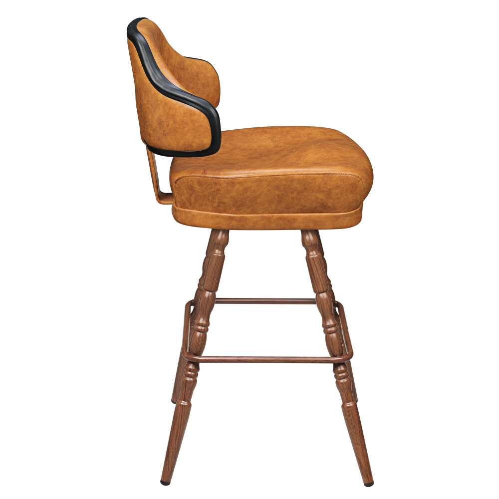 Gioco Casino Bucket Bar Stool in Metal with Vintage Frame