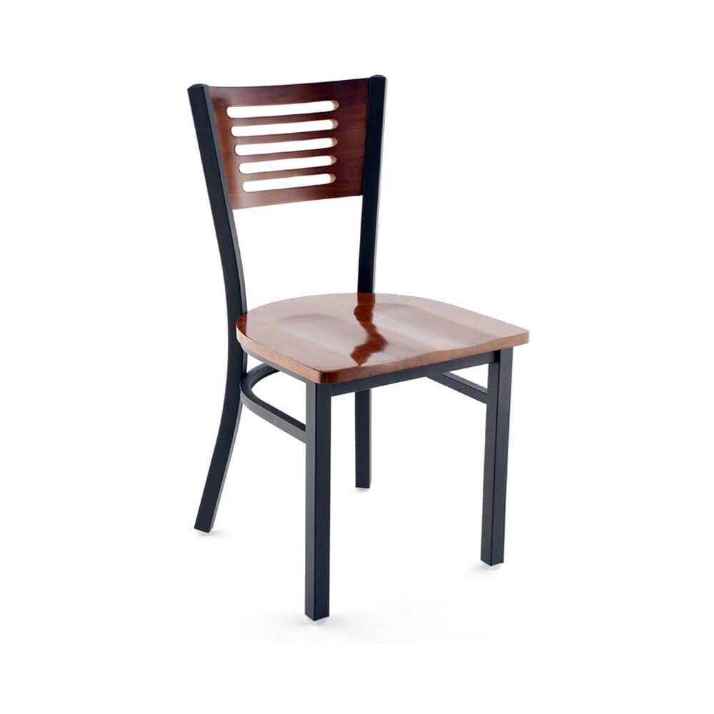 Chair in Metal with 5 Slats Back