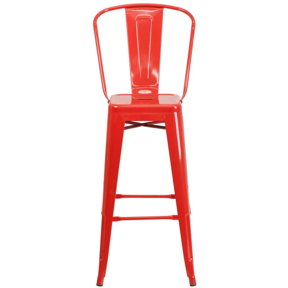 Bistro-Style Bar Stool in Red Metal