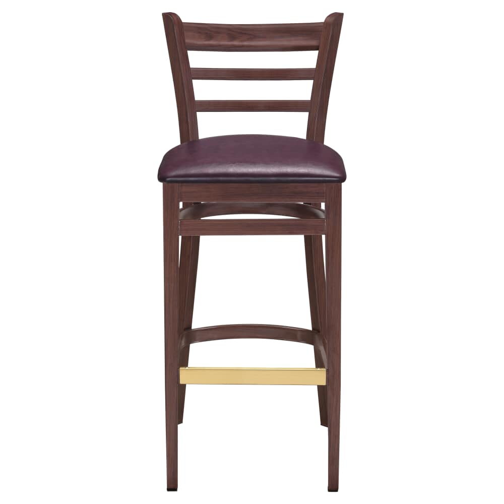 Ladder-Back Bar Stool in Metal with Wood Look