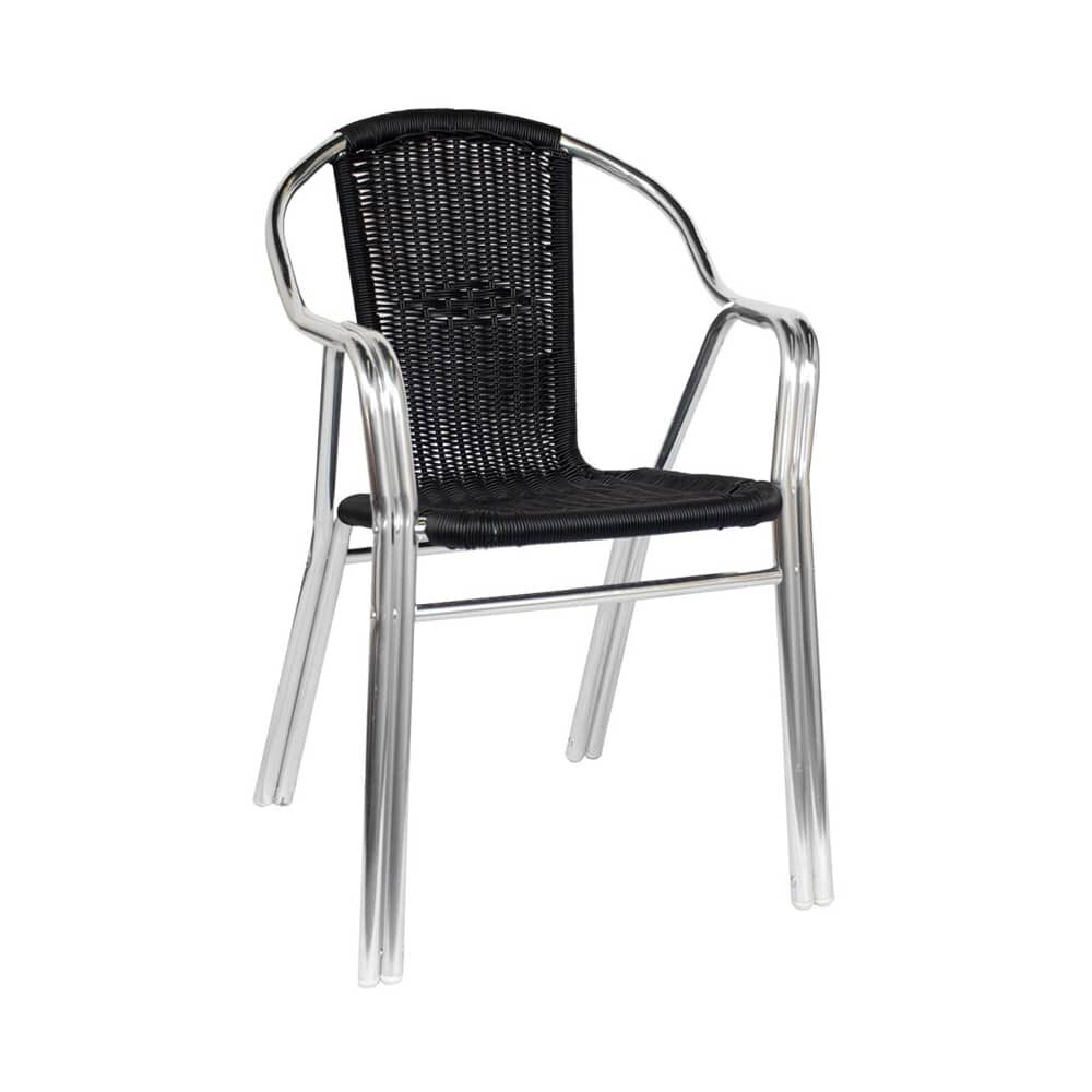 Black Rattan Chair in Aluminum