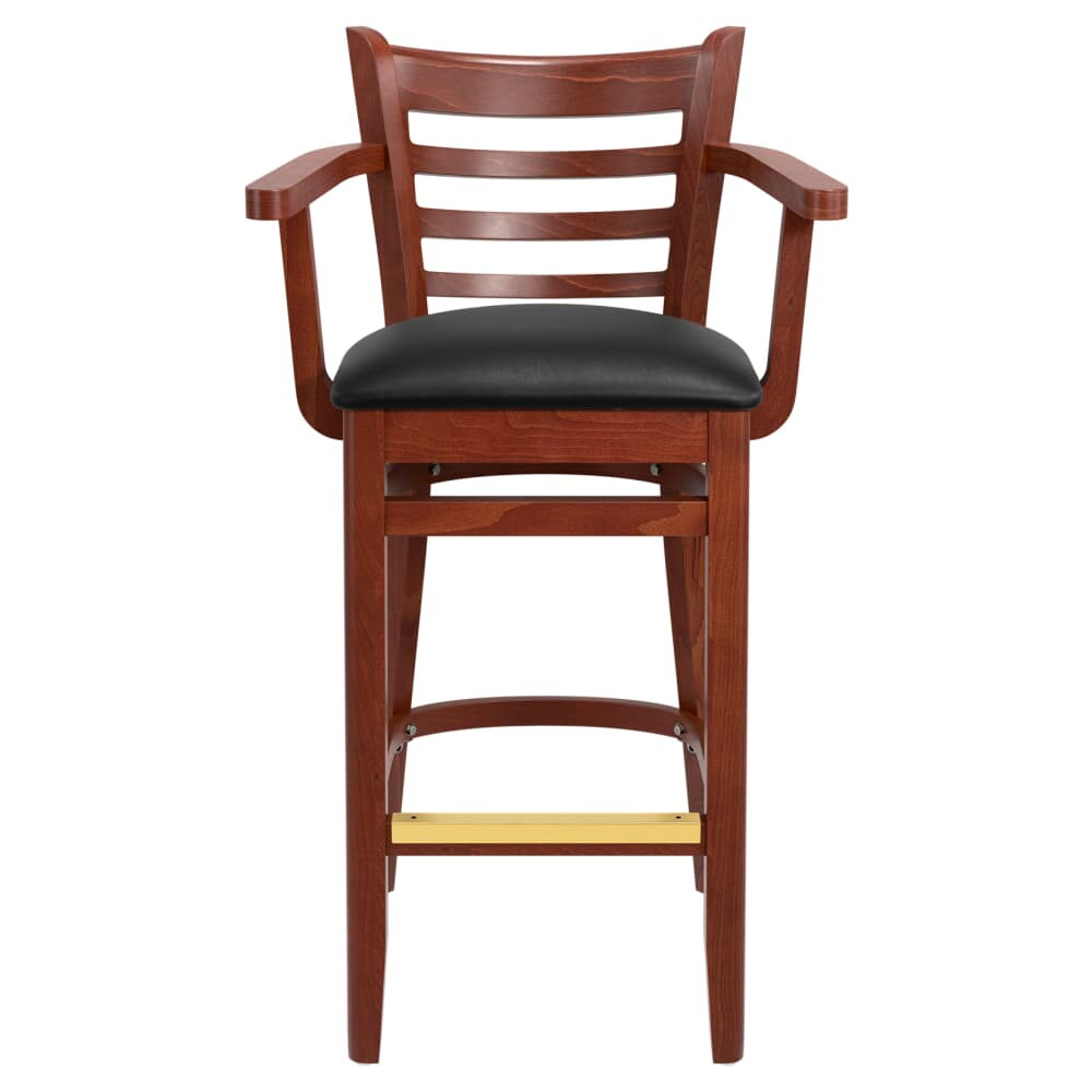Ladder-Back Bar Stool in Wood with Arms