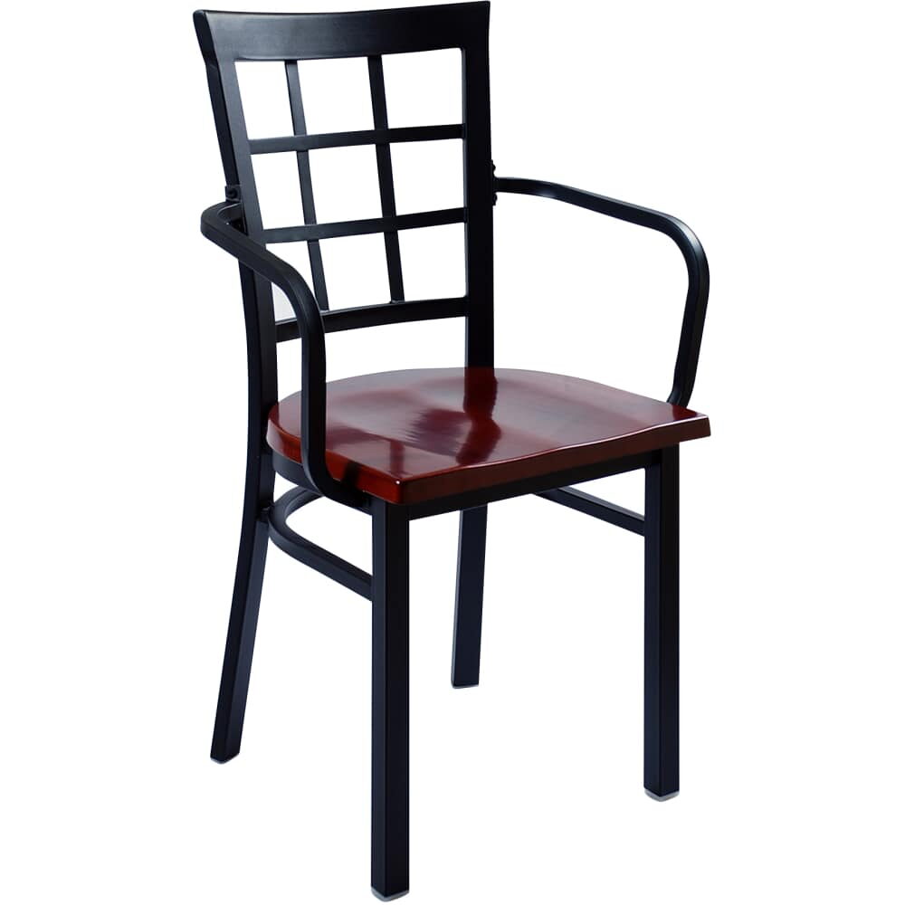 Window-Back Chair in Metal with Arms
