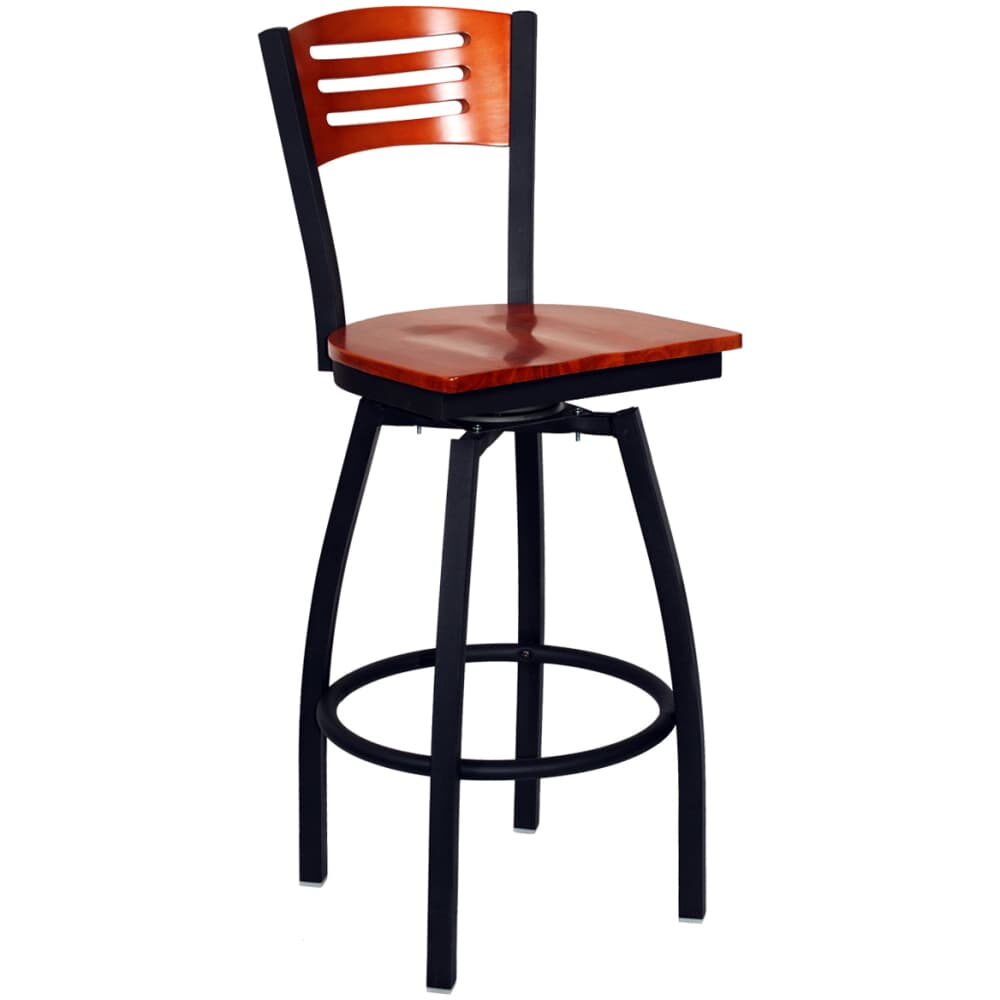 Interchangeable Back Swivel Bar Stool in Metal with 3 Slats