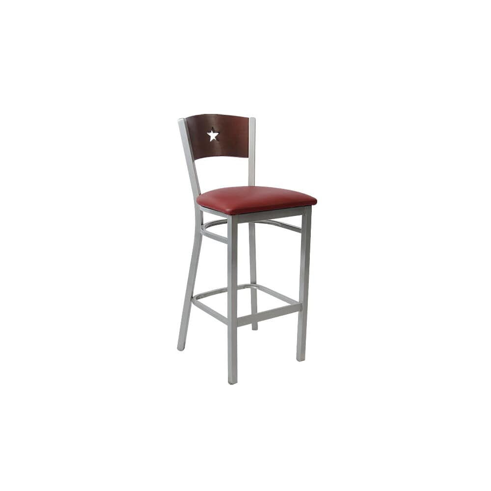 Star Back Bar Stool in Gray Finish Metal with Interchangeable Back