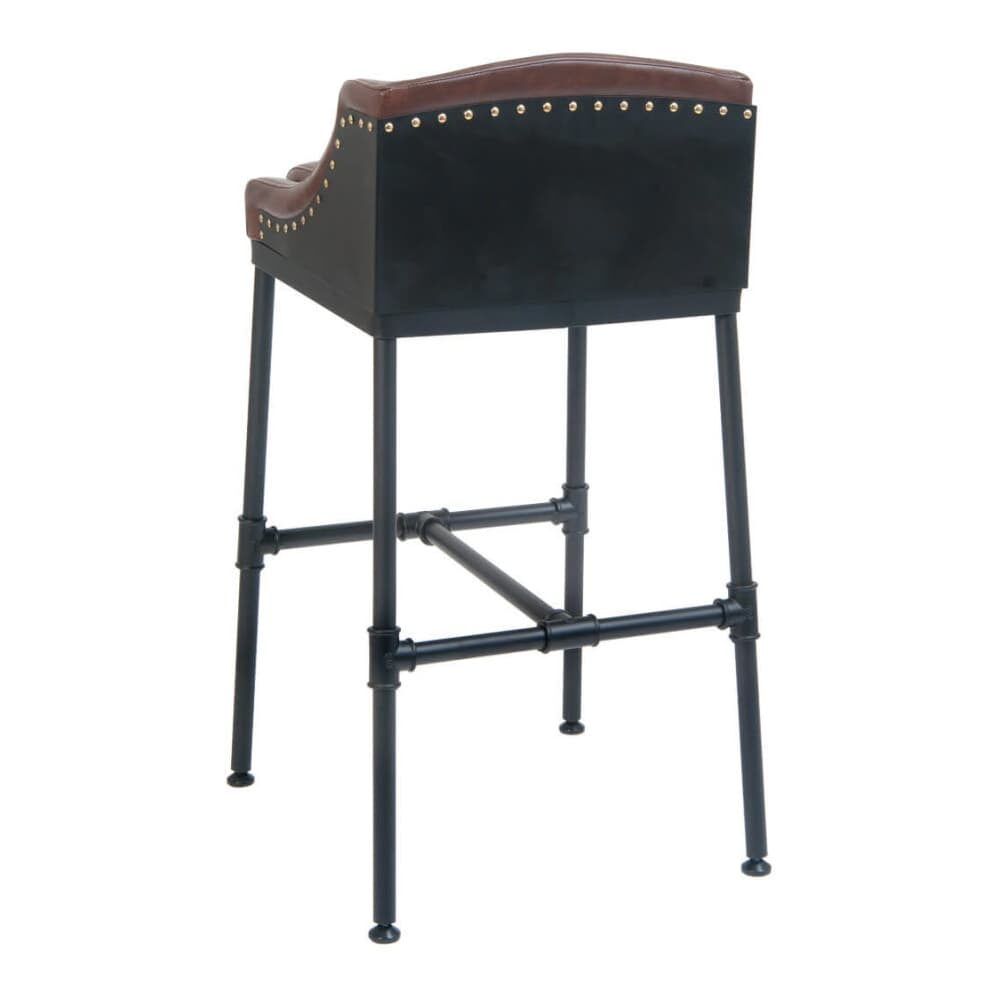 Tayla Brown Bar Stool in Metal with Vinyl