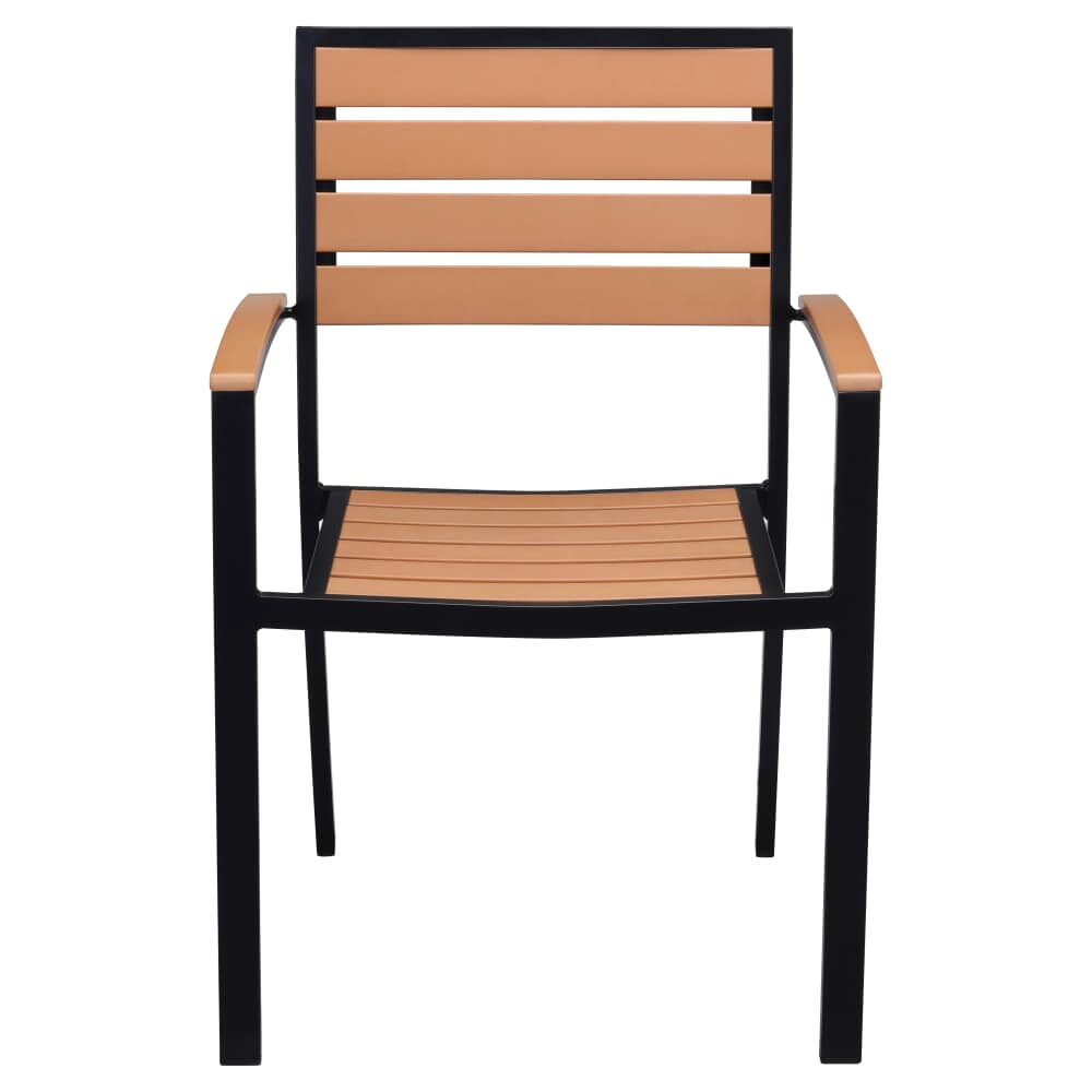 Black Patio Armchair in Faux Teak