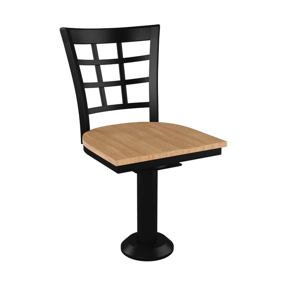 Window-Back Chair in Metal with Bolt-Down Swivel