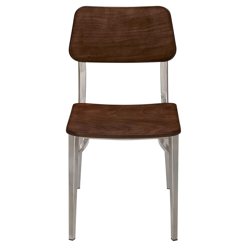 Luca Wood Back Chair in Metal with Clear Coat Finish