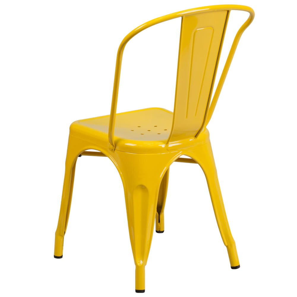 Bistro-Style Chair in Metal with Yellow Finish