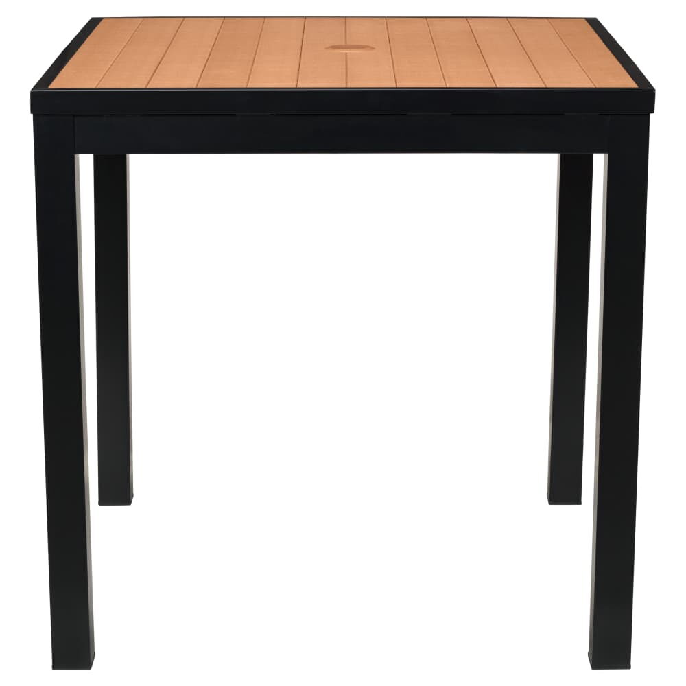 Aluminum Table for Outdoor, Faux Teak with Black Finish