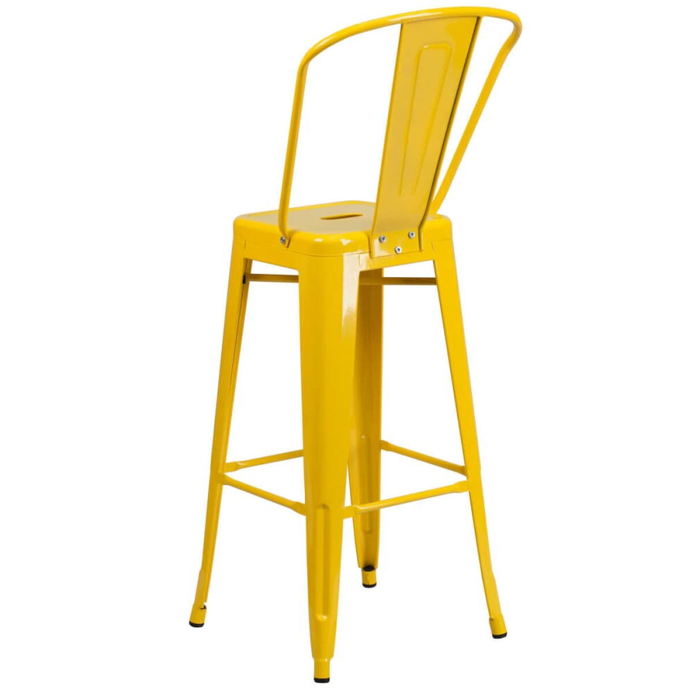 Bistro-Style Bar Stool in Yellow Metal