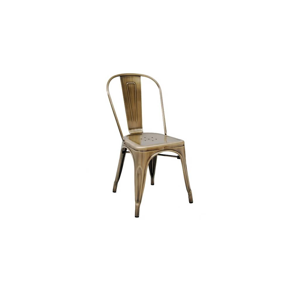 Bistro-Style Chair in Metal with Brass Finish