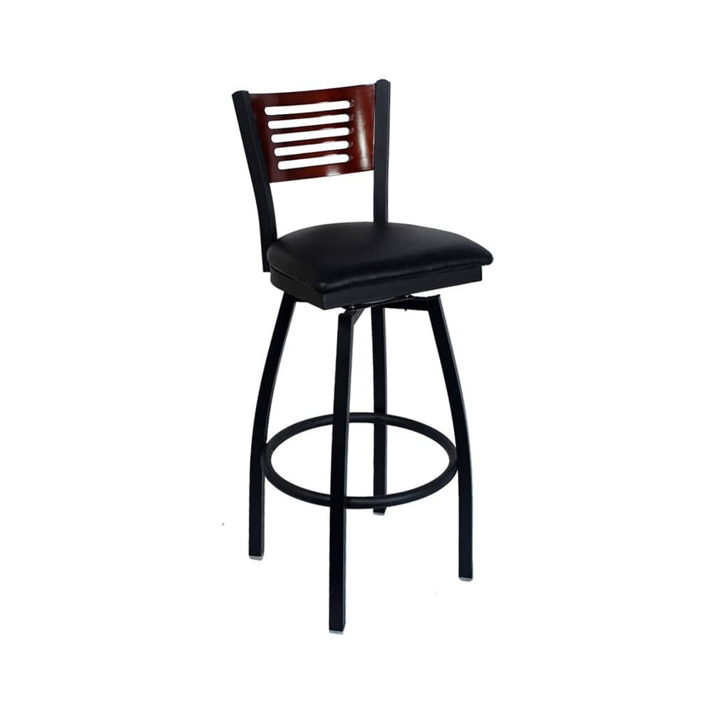 Swivel Bar Stool in Metal with Interchangeable Back, 5 Slats