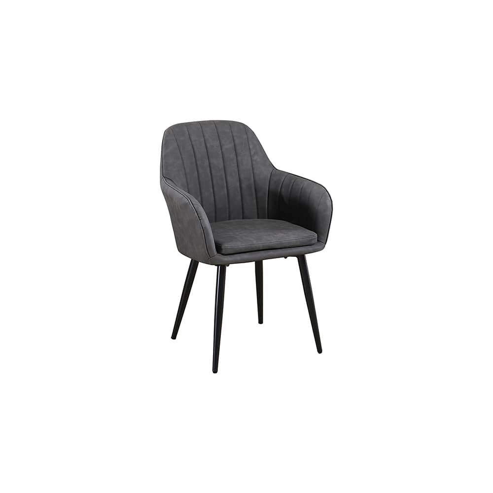 Gray Lounge Chair in Vinyl and Metal