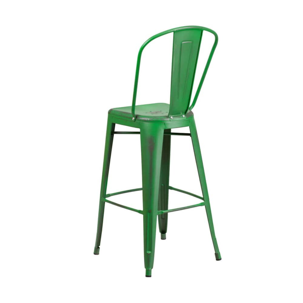 Bistro-Style Patio Bar Stool in Distressed Green