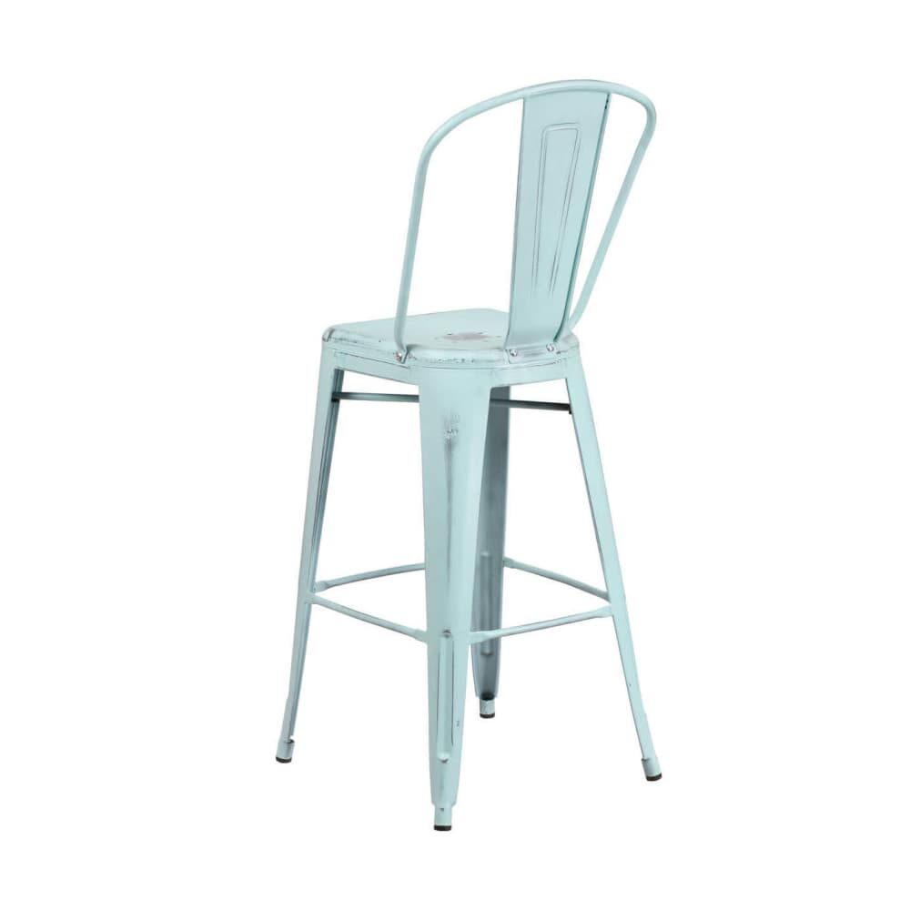 Bistro-Style Patio Bar Stool in Distressed Ice Blue