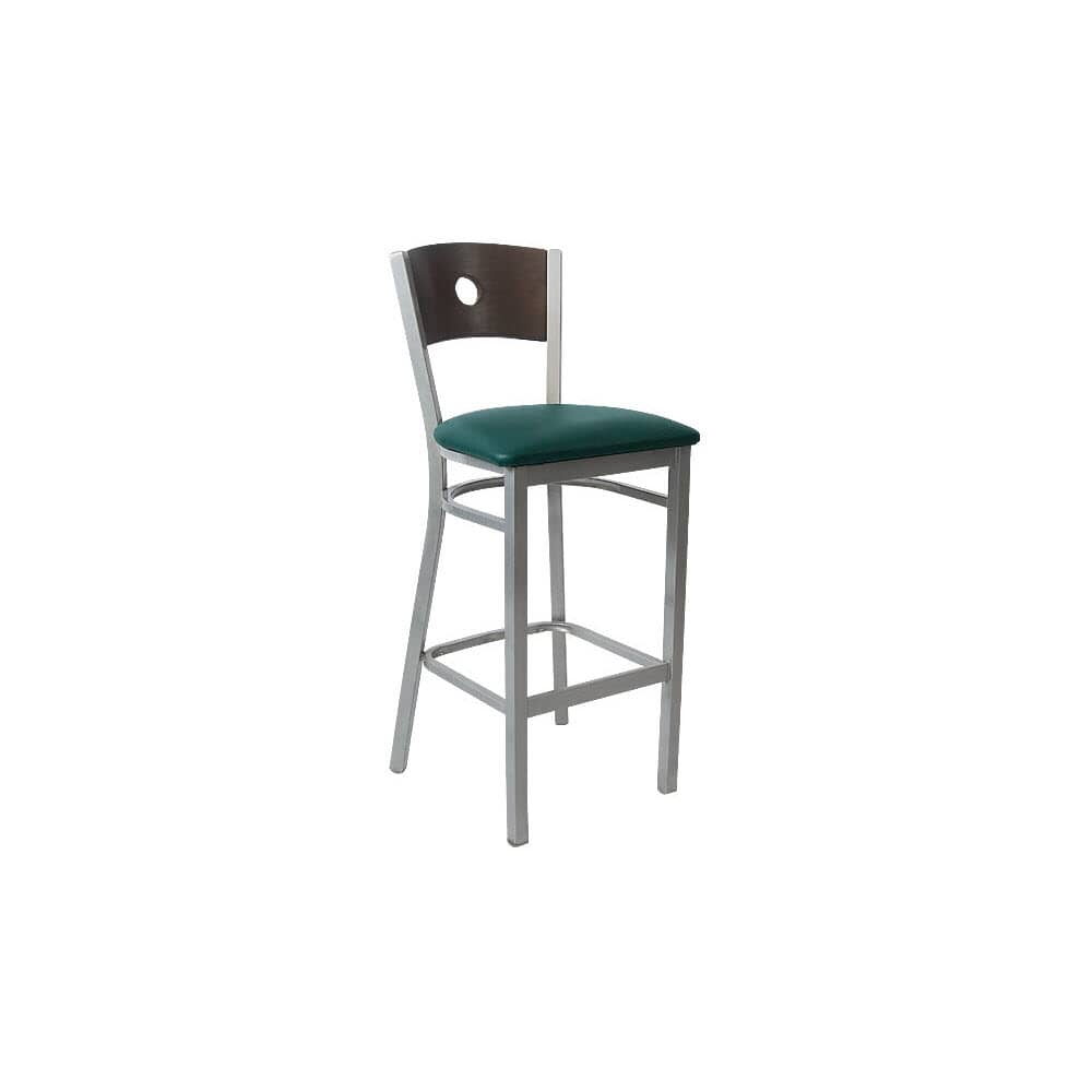 Silver Bar Stool in Metal with Interchangeable and Circled Back