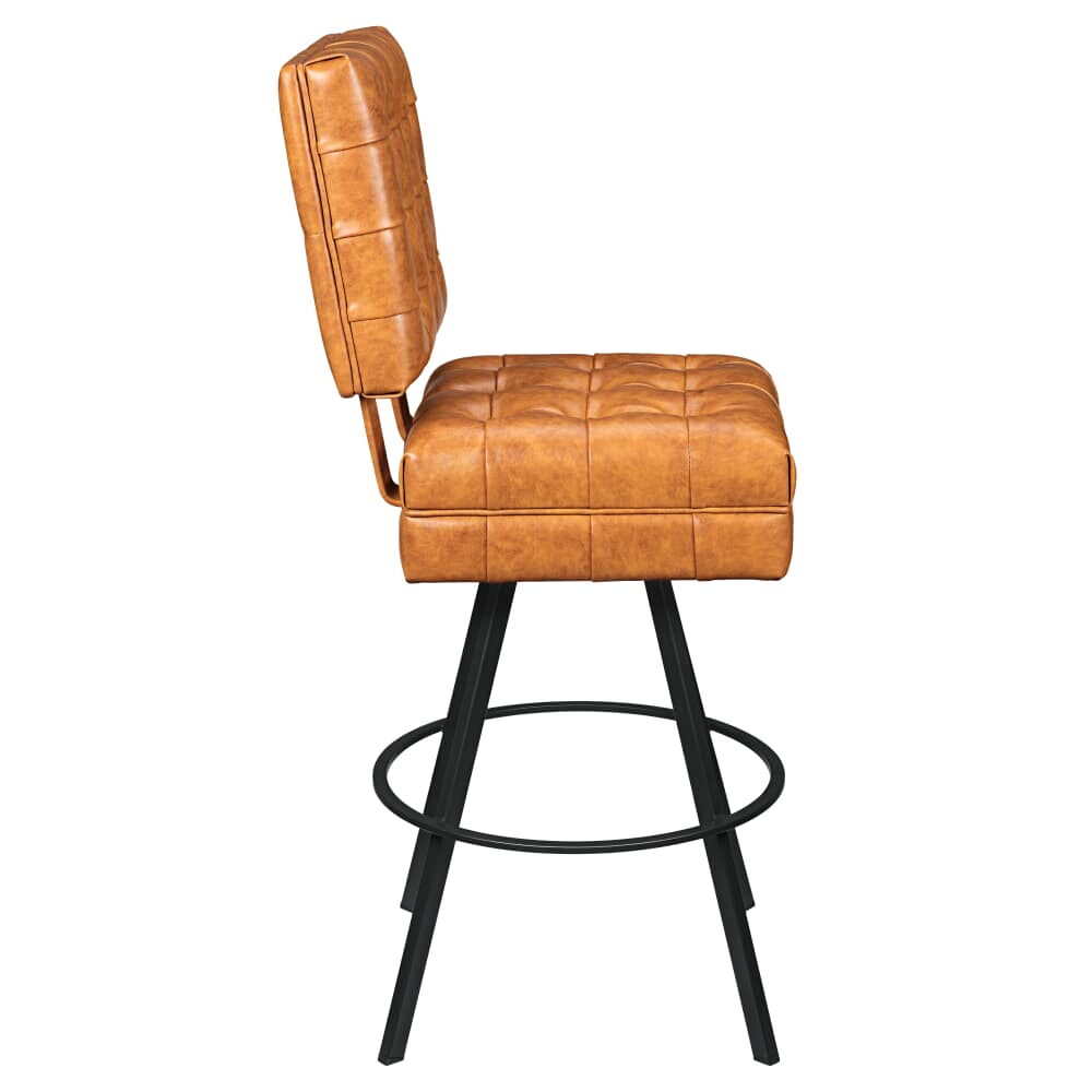 Trionfo Tufted Bar Stool with Bucket Seat and Circular Frame