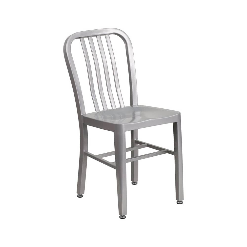 Outdoor Chair in Metal, Silver Finish