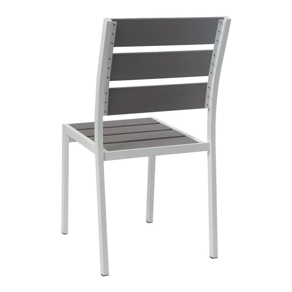 White Patio Chair in Aluminum with Gray Faux Teak