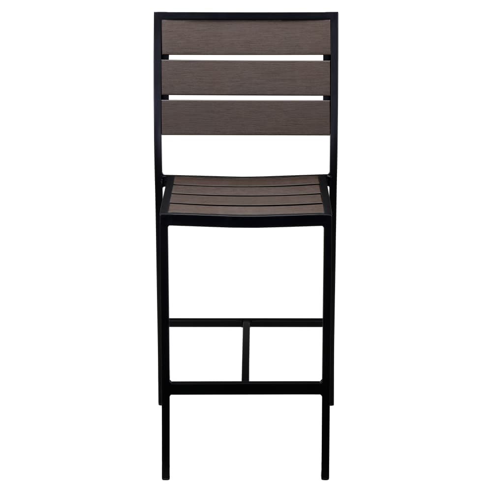 Aluminum Bar Stool in Black with Dark Walnut Faux Teak