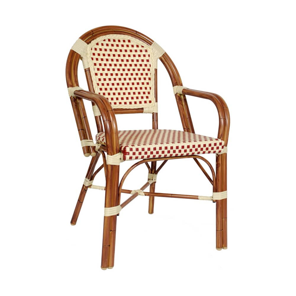 Aluminum Armchair with Bamboo Cane