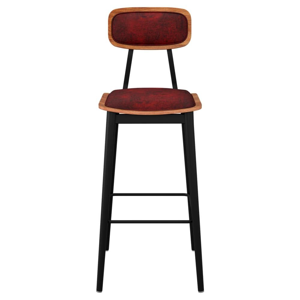 Basel Bar Stool in Metal with Padded Back