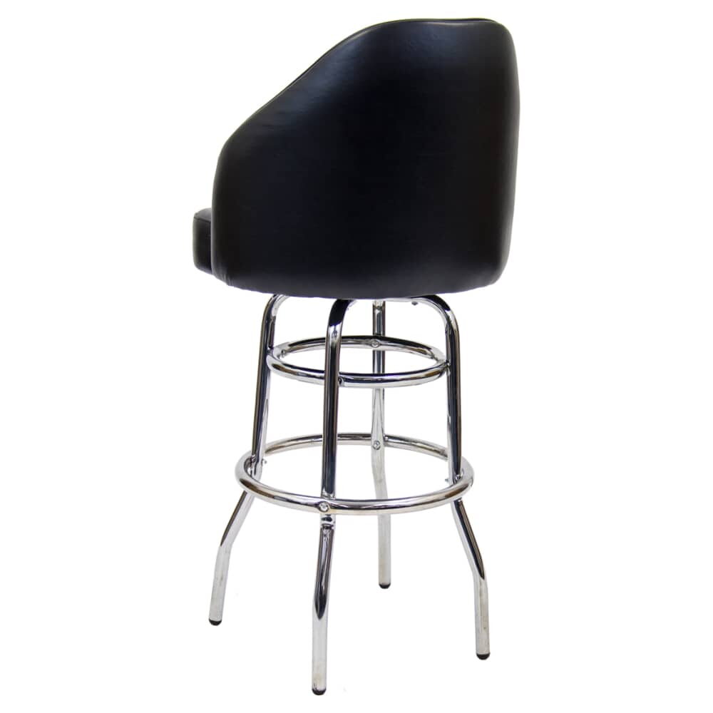 Double Ring Swivel Bar Stool in Chrome with Extra Curved Seat