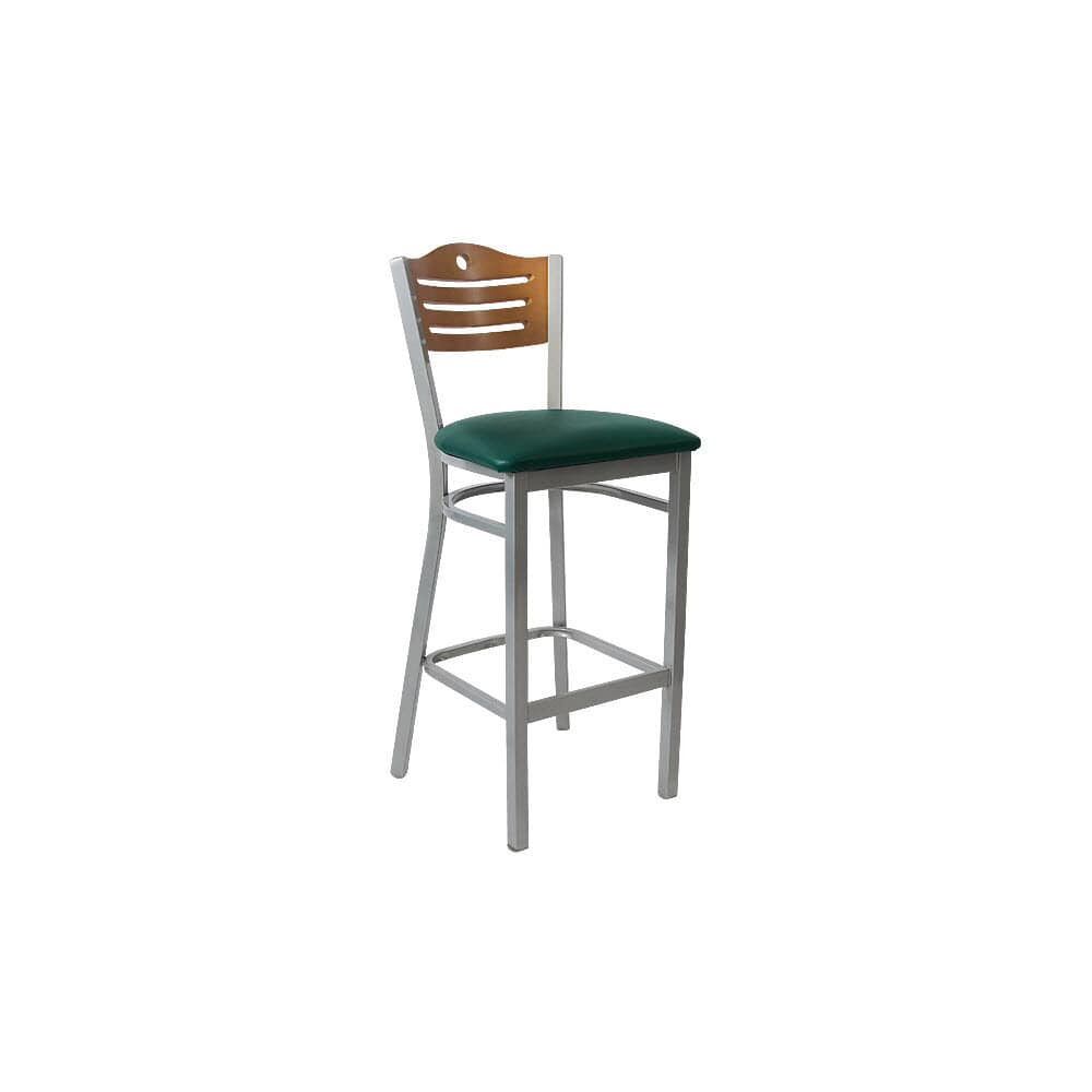 Silver Bar Stool in Metal with Interchangeable Back, Slats and Circle