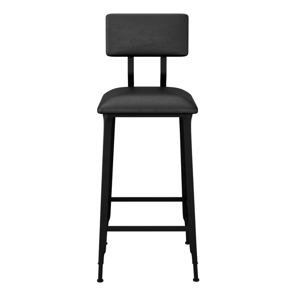 Massello Industrial Bar Stool in Metal with Padded Back