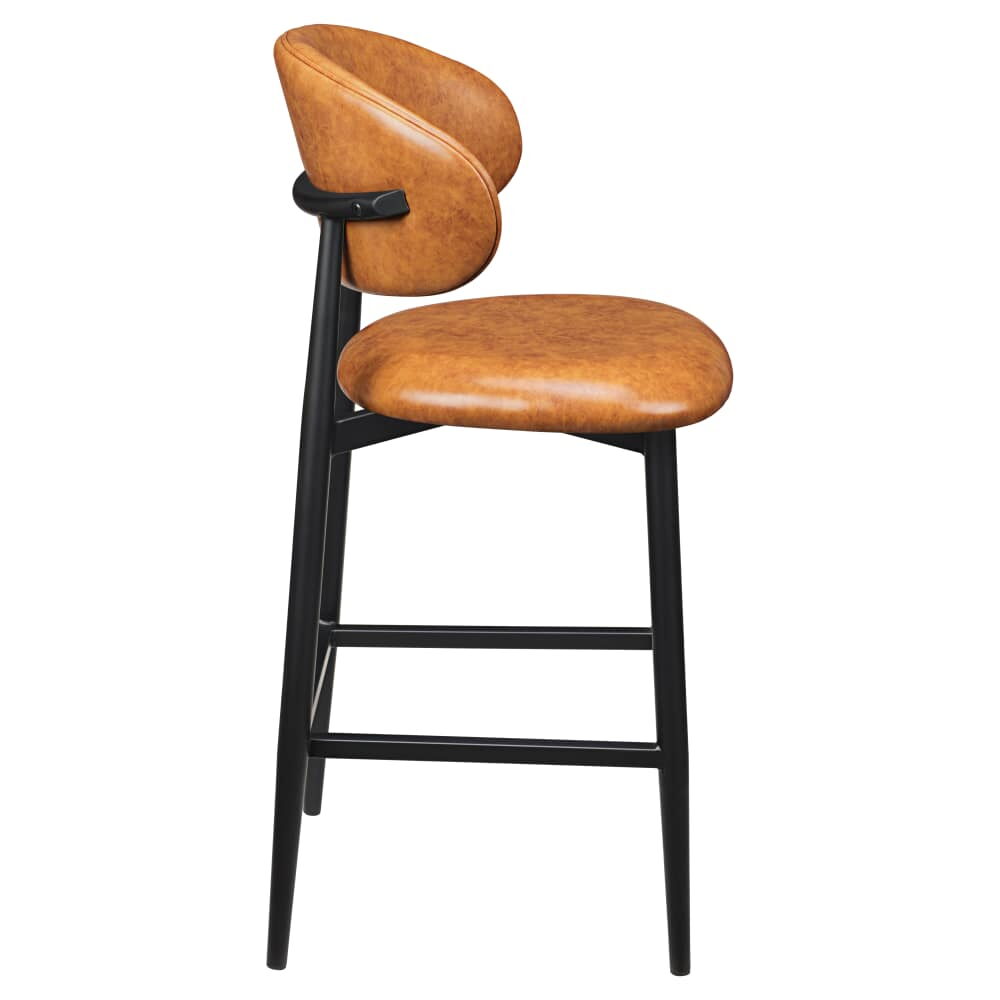 Vera Bar Stool in Metal with Upholstered Back