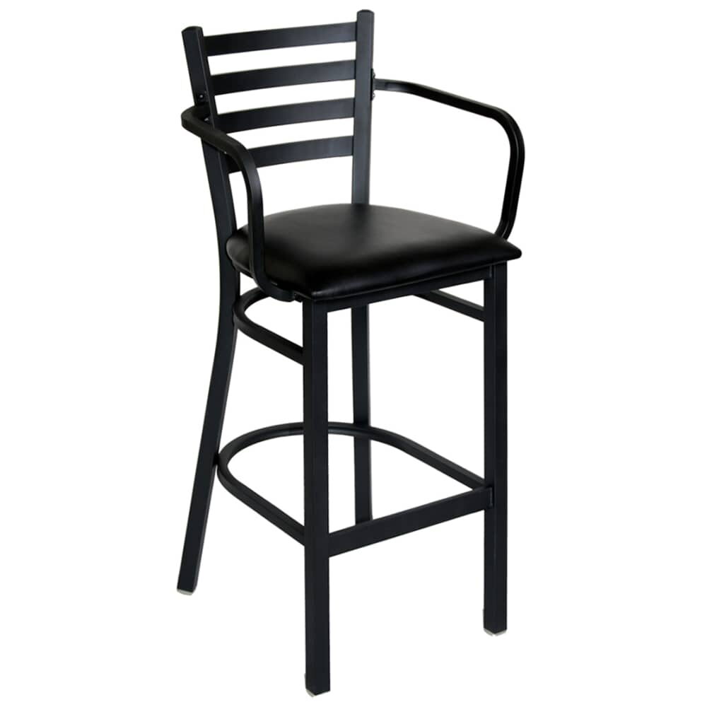 Ladder-Back Bar Stool in Metal with Arms