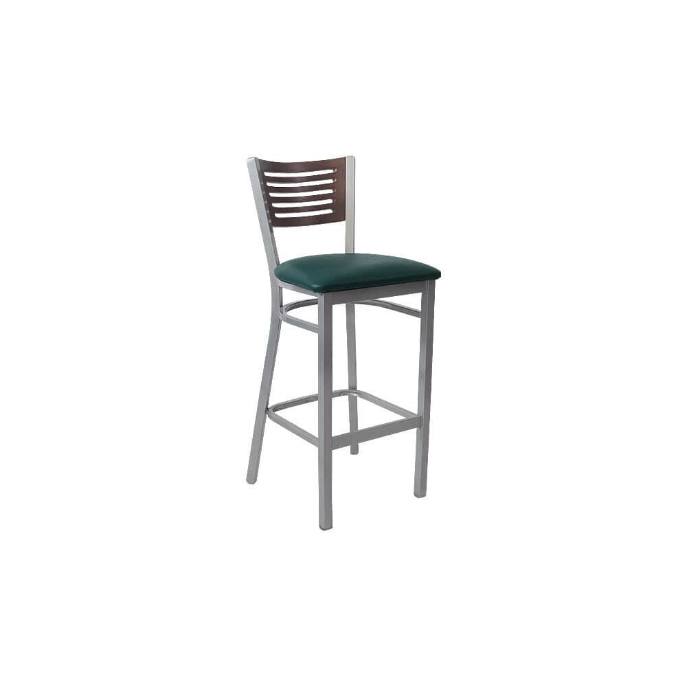 Silver Bar Stool in Metal with Interchangeable Back and 5 Slats