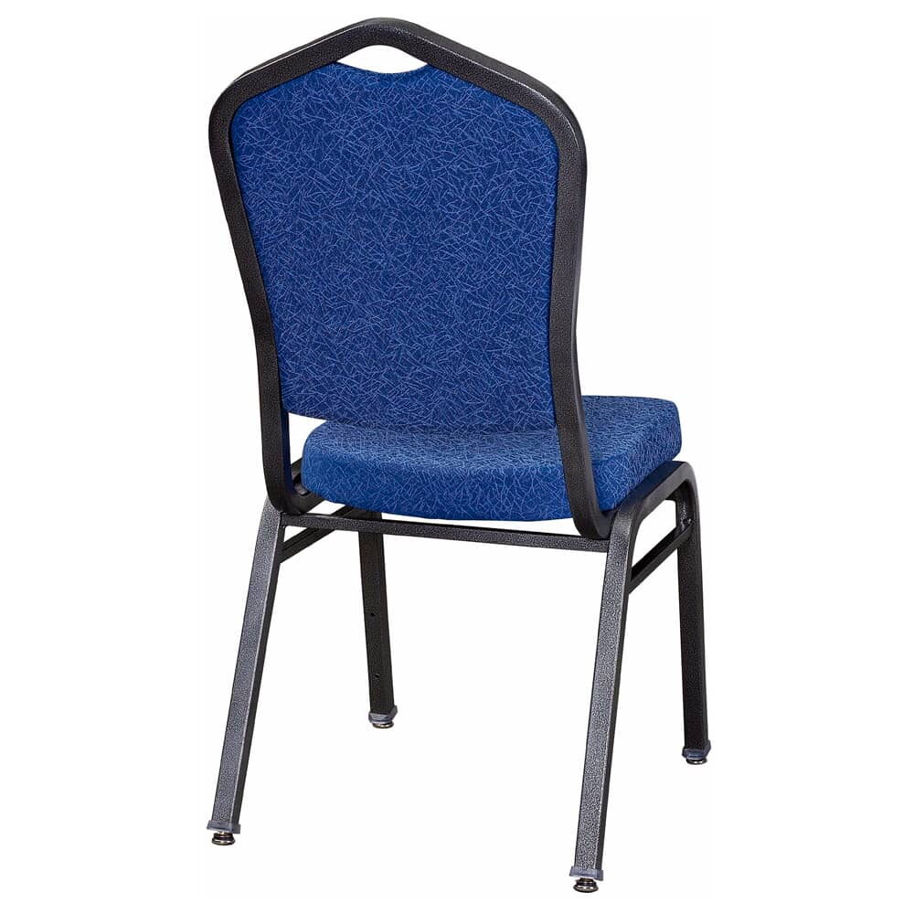 Stack Chair in Metal and Silver Vein Frame with Blue 2413 Fabric