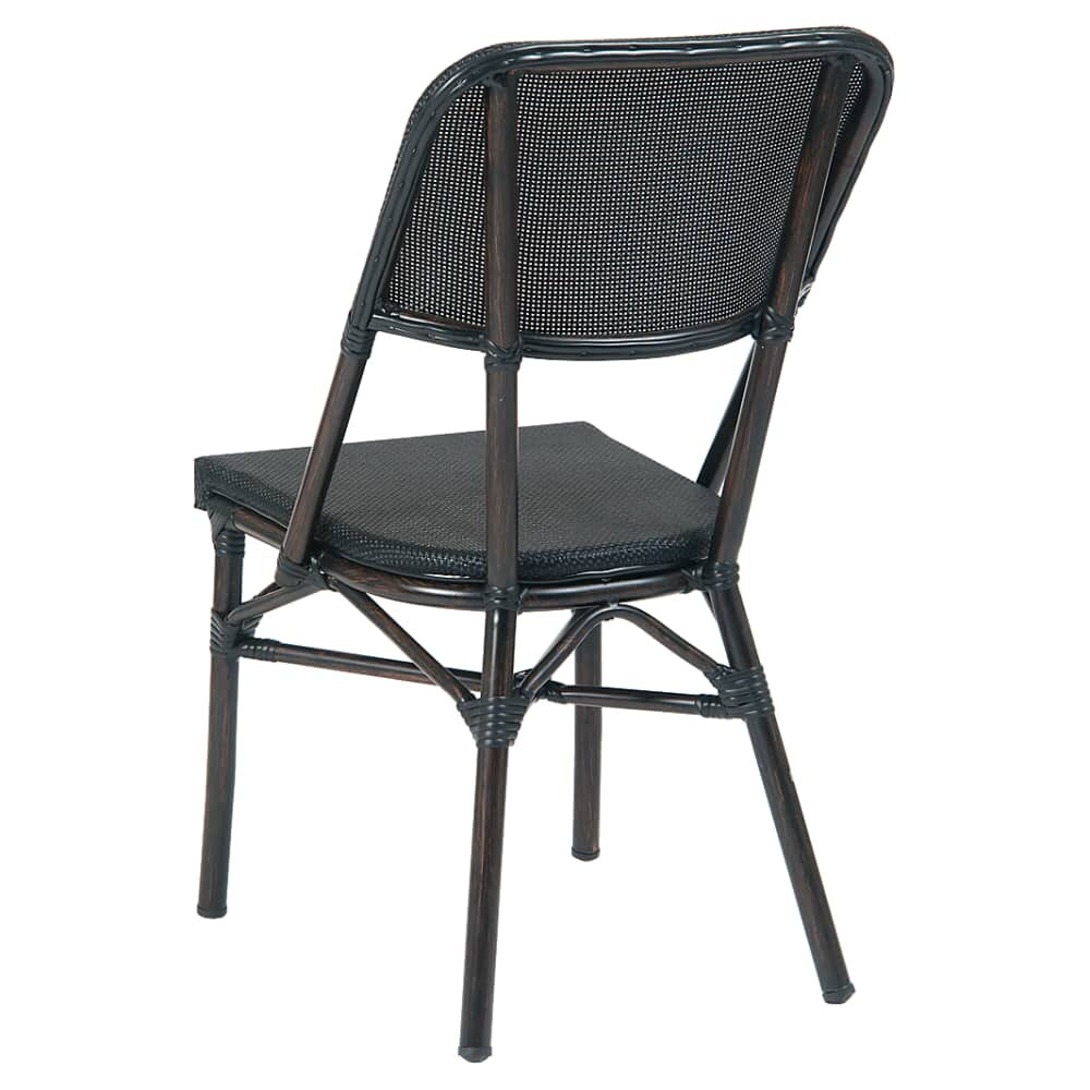 Aluminum Patio Chair with Black Rattan and Dark Walnut Frame
