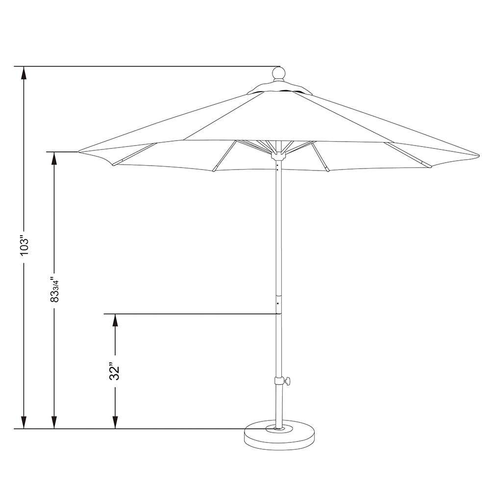 Casey Umbrella with Aluminum Pole, 9 Ft