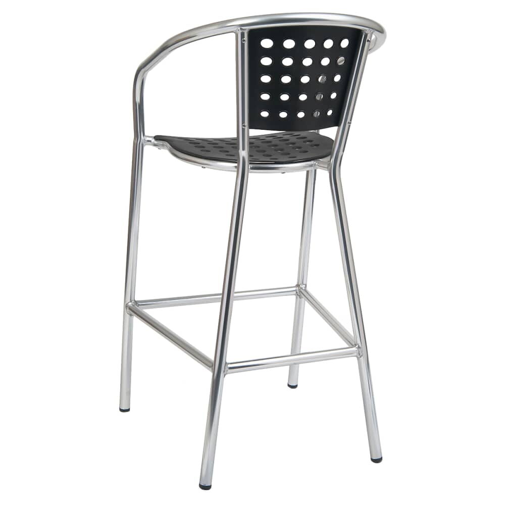 Aluminum Bar Stool for Patio in Black Resin