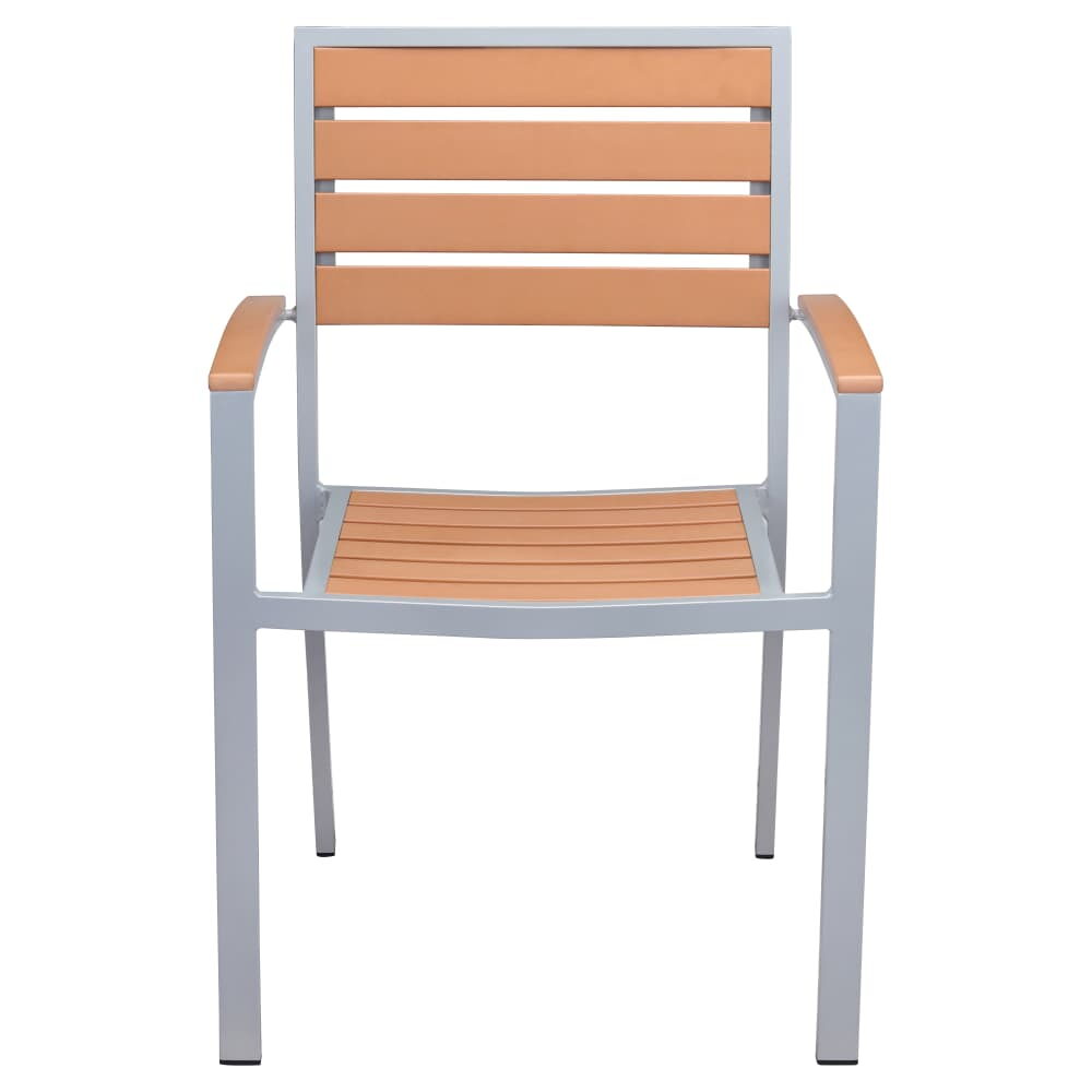 Patio Armchair in Aluminum with Faux Teak