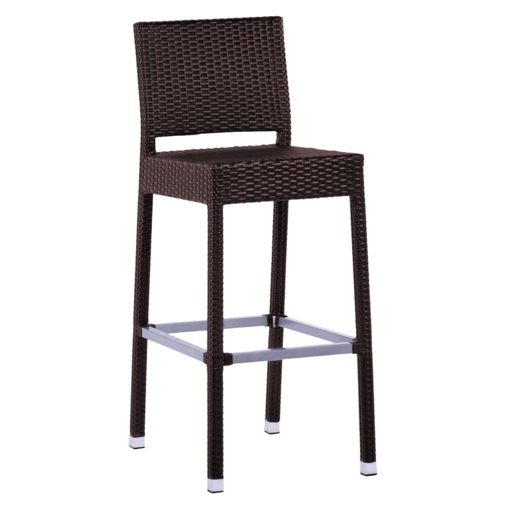 Felix Woven Rattan Patio Bar Stool in Chocolate