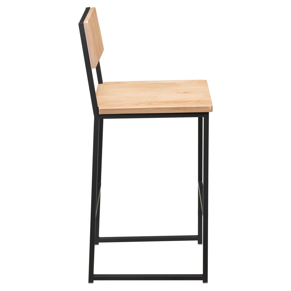Indy Wood Back Bar Stool in Metal
