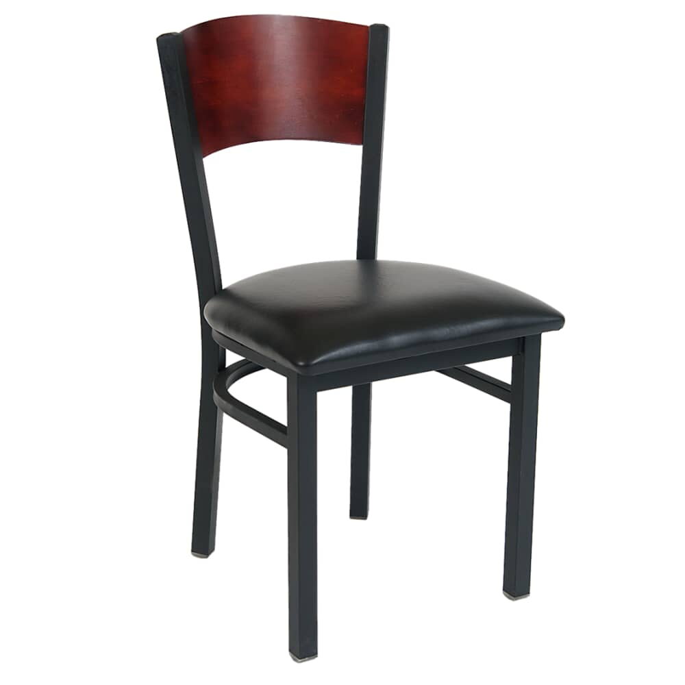 Curved Back Chair in Metal and Solid Wood