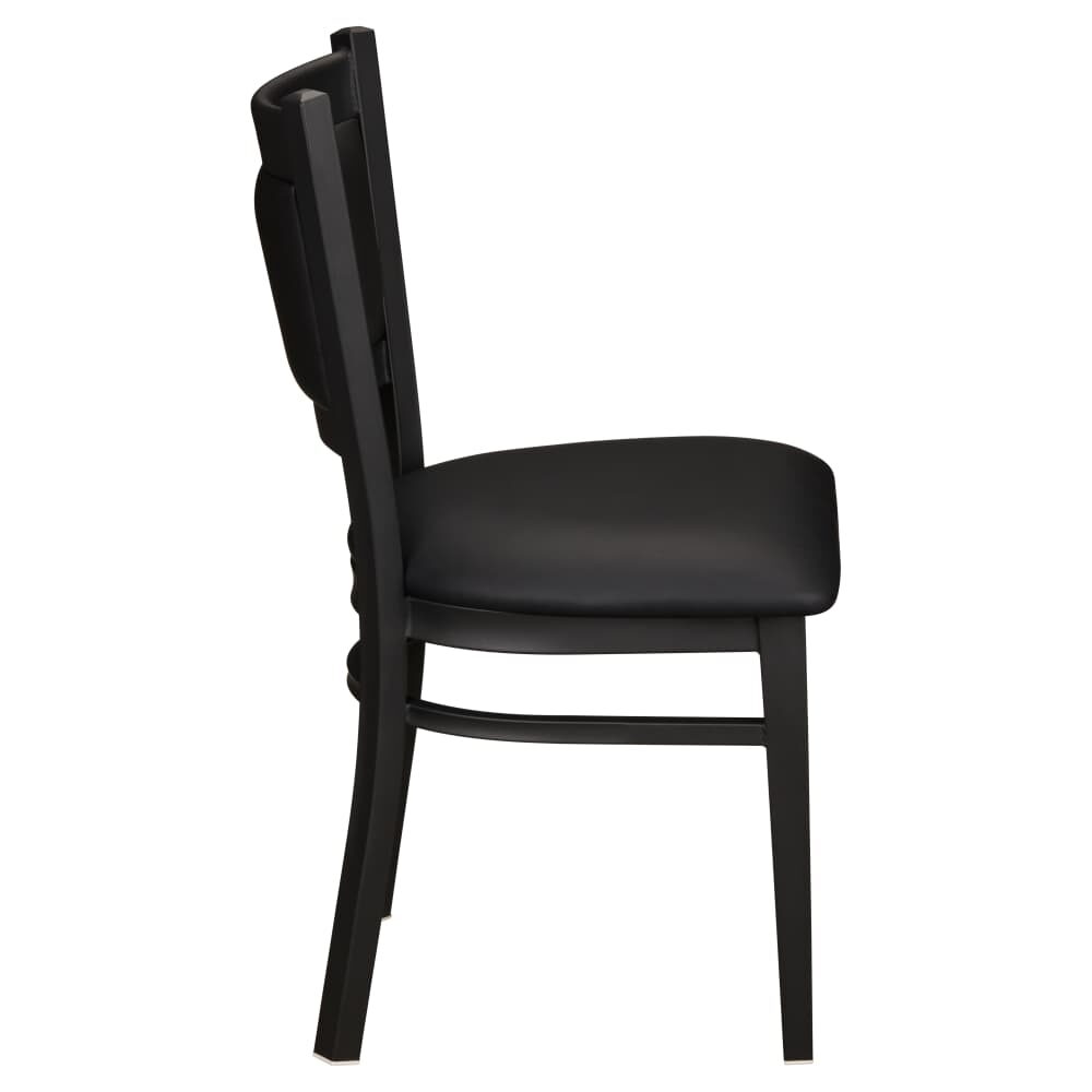 Black Vinyl Chair in Metal with Padded Back