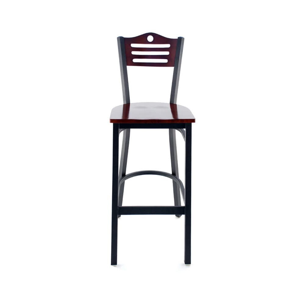 Interchangeable Back Bar Stool in Metal with Circle and Slats