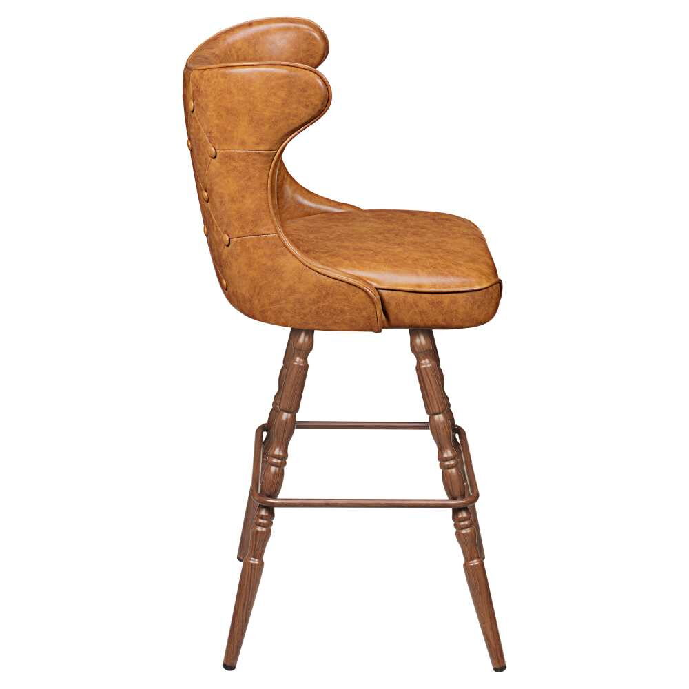 Darlo Bucket Swivel Bar Stool in Metal with Vintage Frame