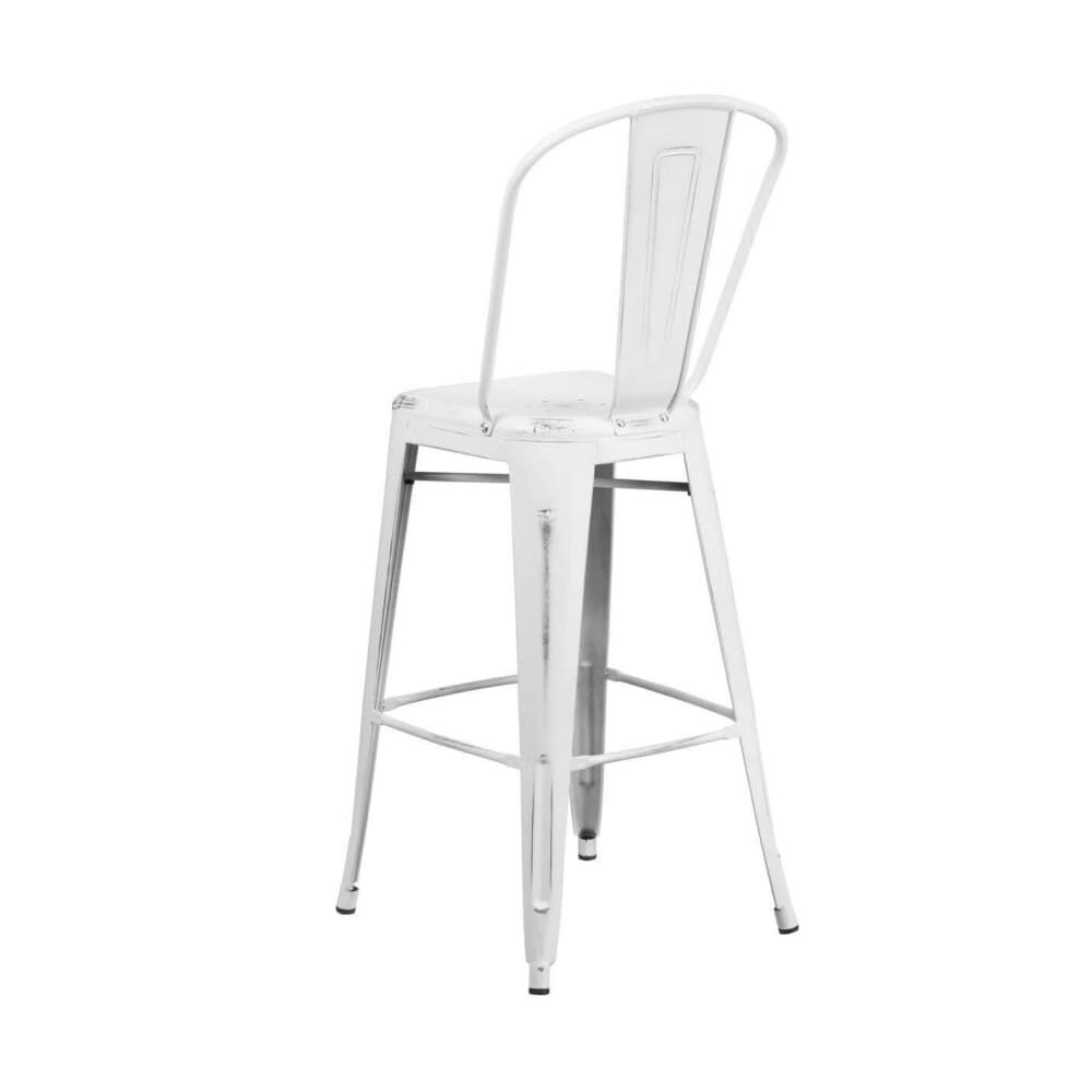 Bistro-Style Patio Bar Stool in Distressed White