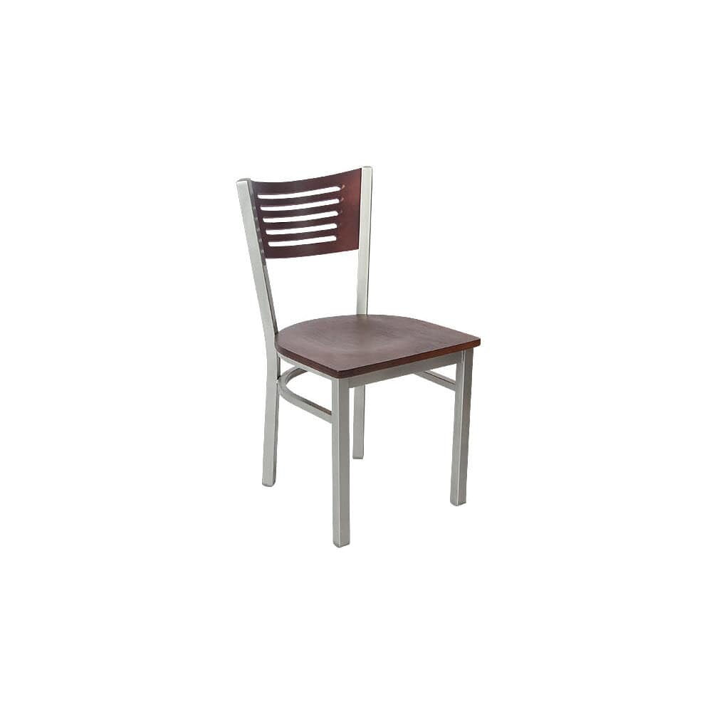 Interchangeable Back Chair in Silver Metal with 5 Slats