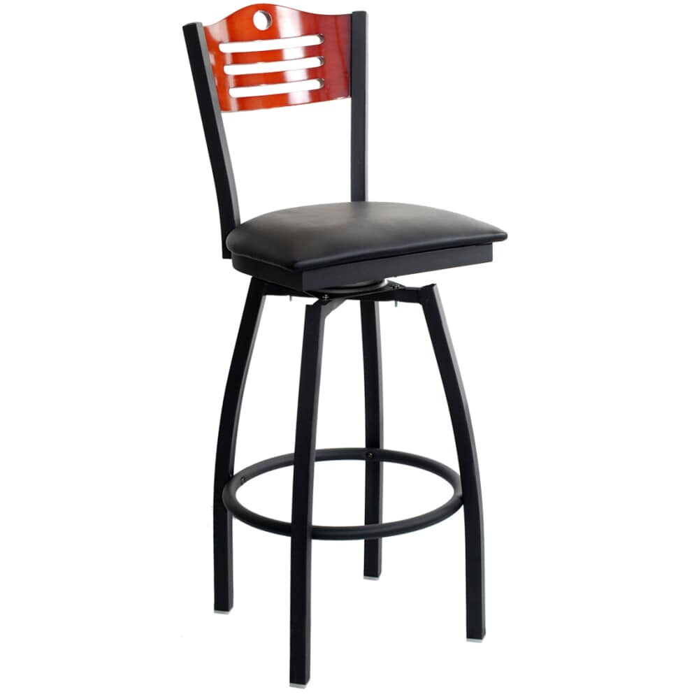 Interchangeable Back Swivel Bar Stool in Metal with Circle and 3 Slats