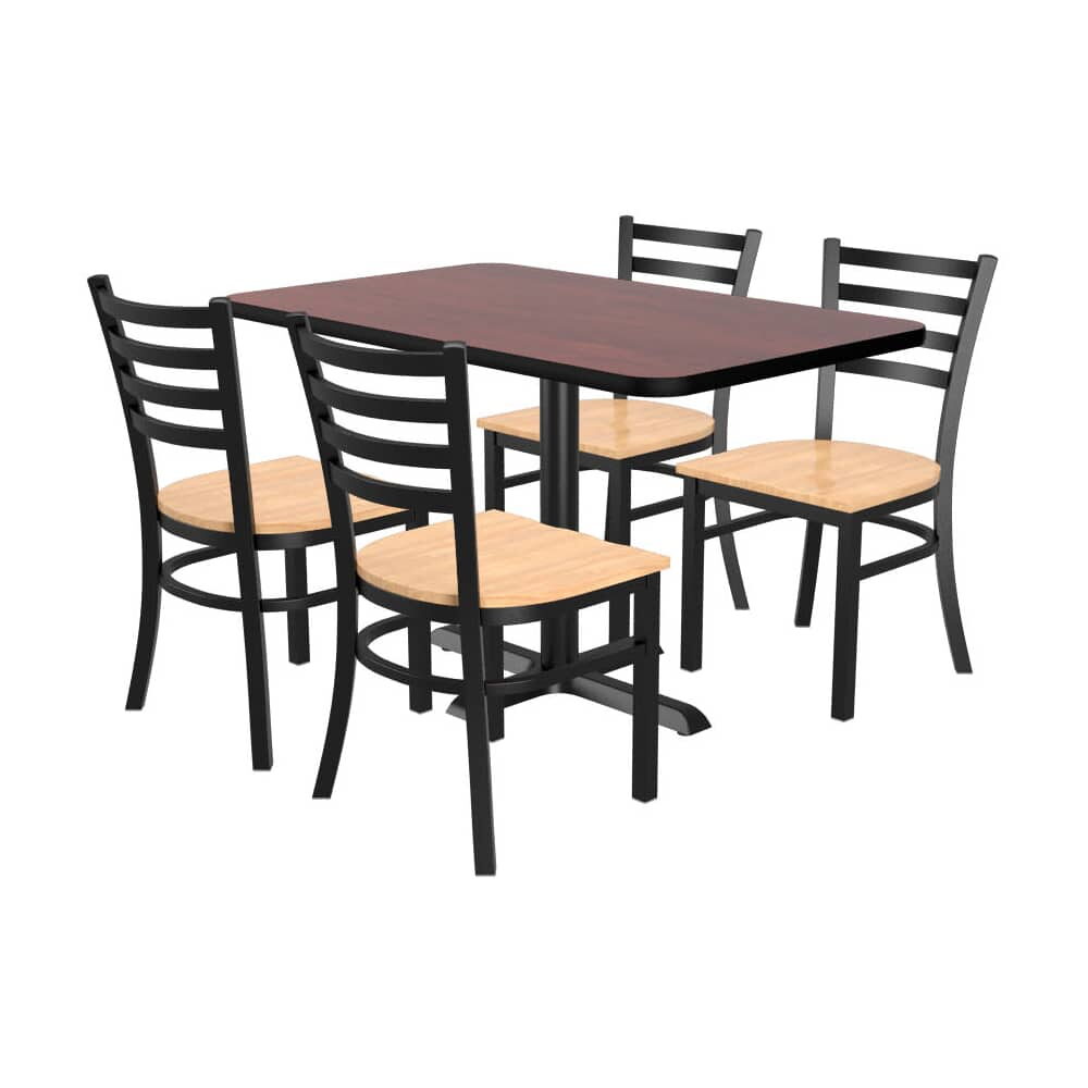Reversible Rectangular Table Set with 4 Metal Ladder-Back Chairs