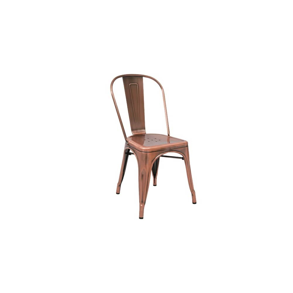 Bistro-Style Chair in Metal with Copper Finish